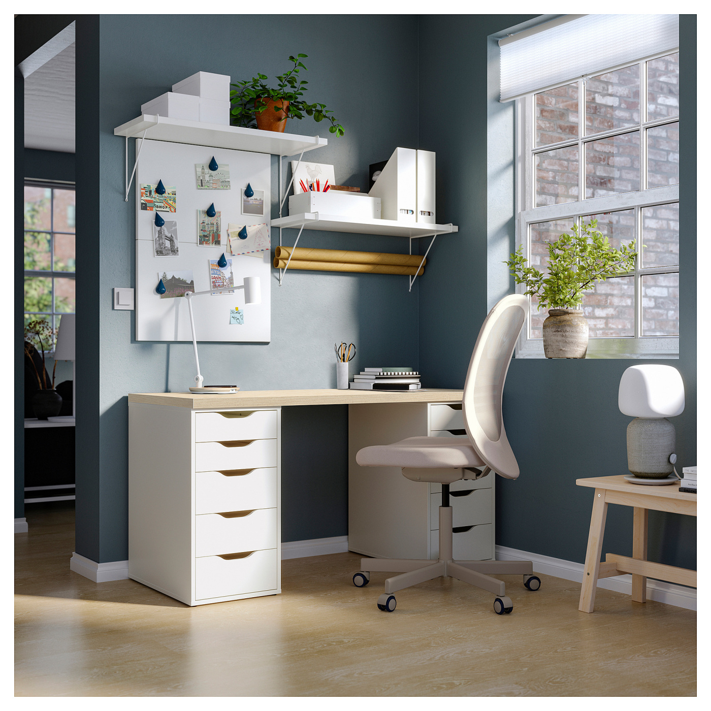 MITTCIRKEL / ALEX desk lively pine effect white - IKEA