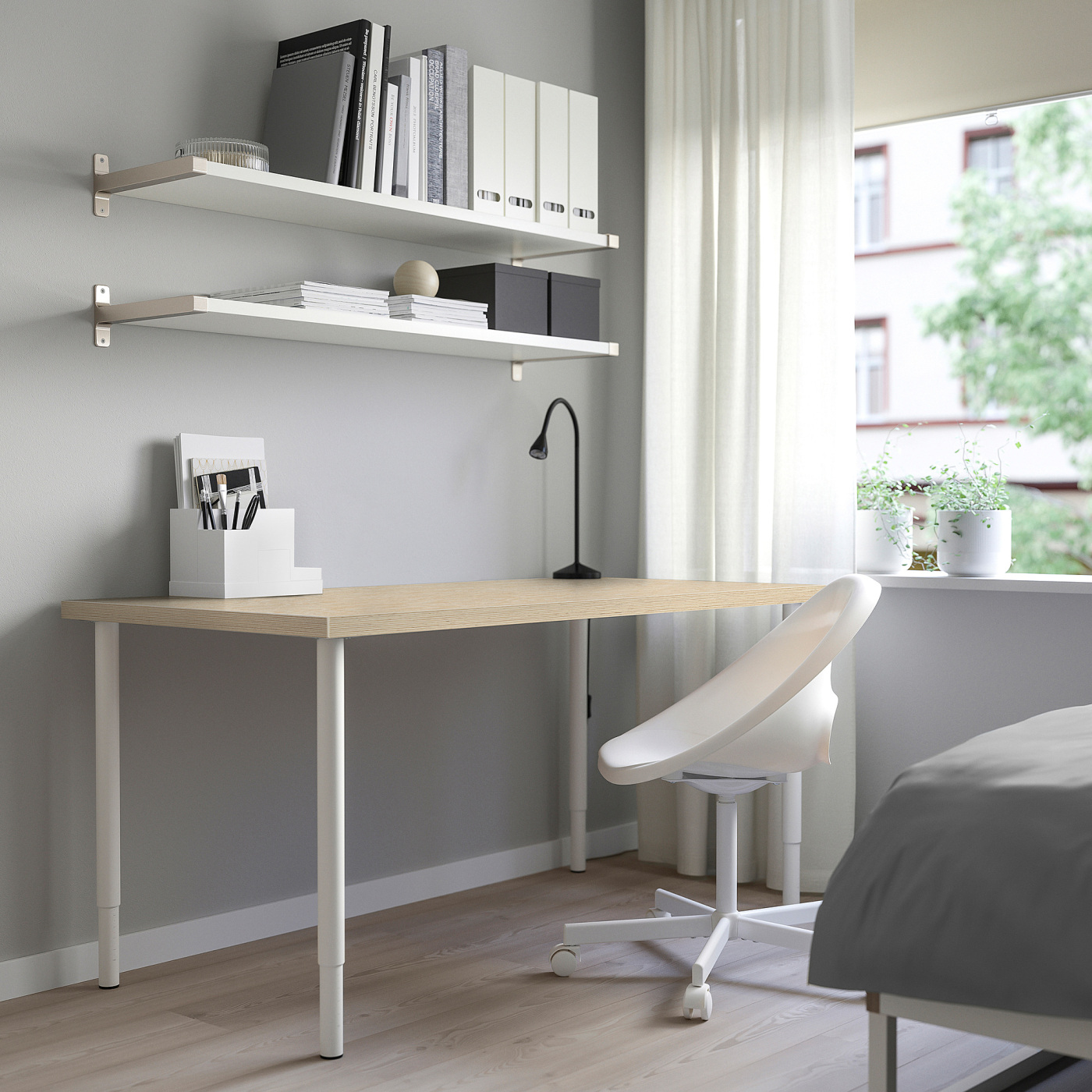 MITTCIRKEL / OLOV desk lively pine effect/white - IKEA