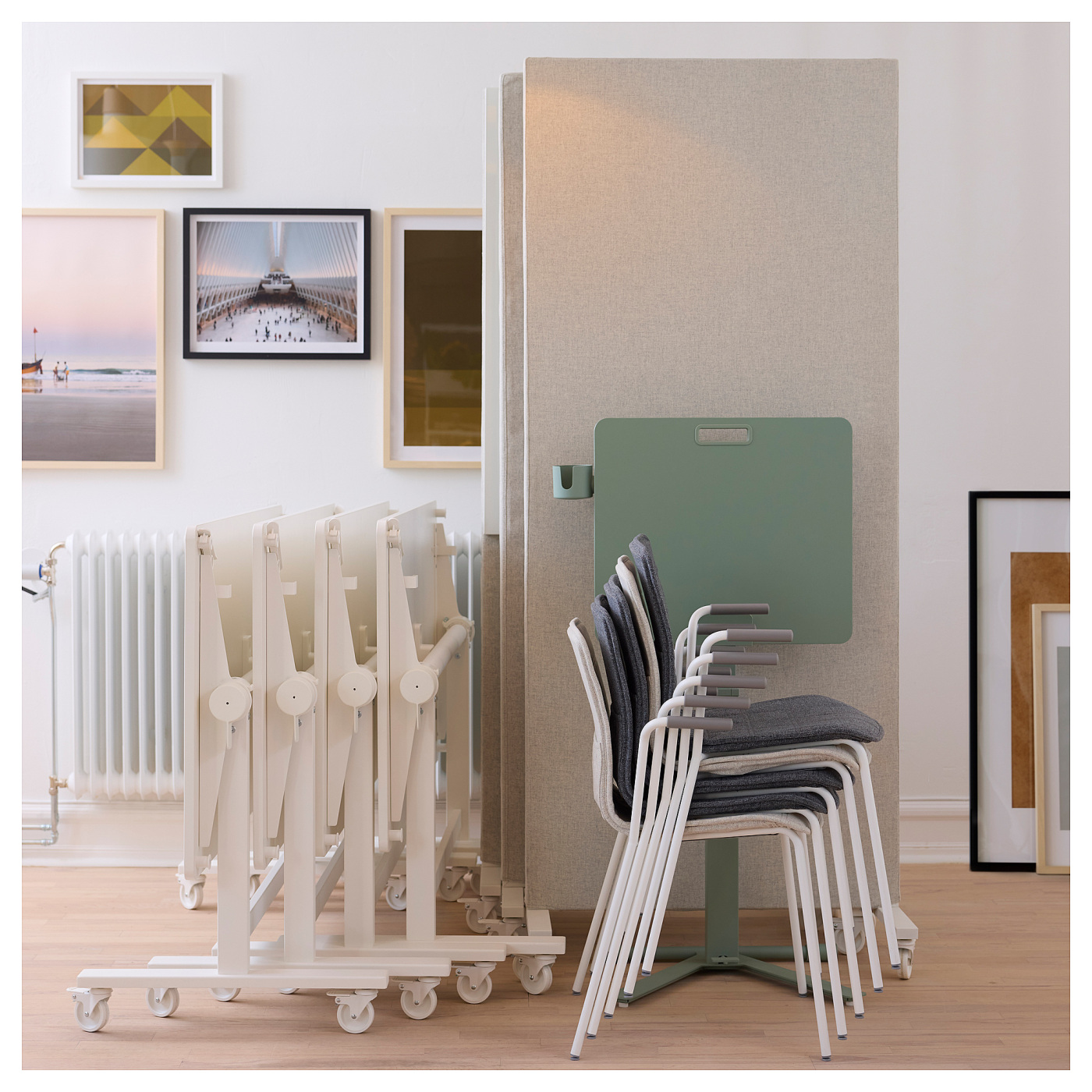 MITTZON acoustic screen f frame w castors Gunnared beige - IKEA