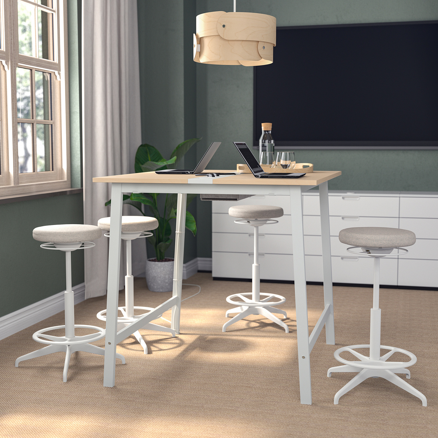 MITTZON conference table birch veneer/white - IKEA