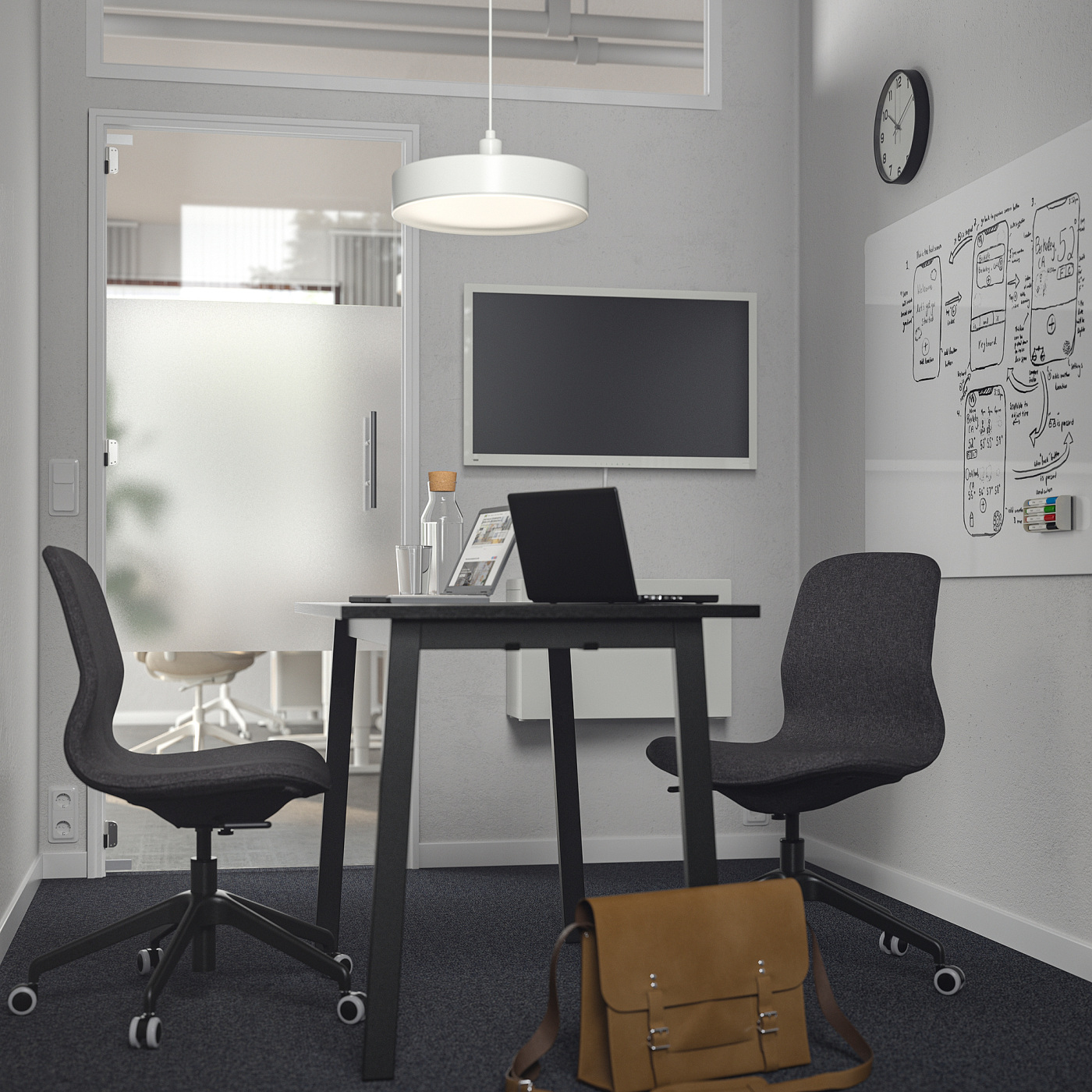 MITTZON conference table black stained ash veneer/black - IKEA