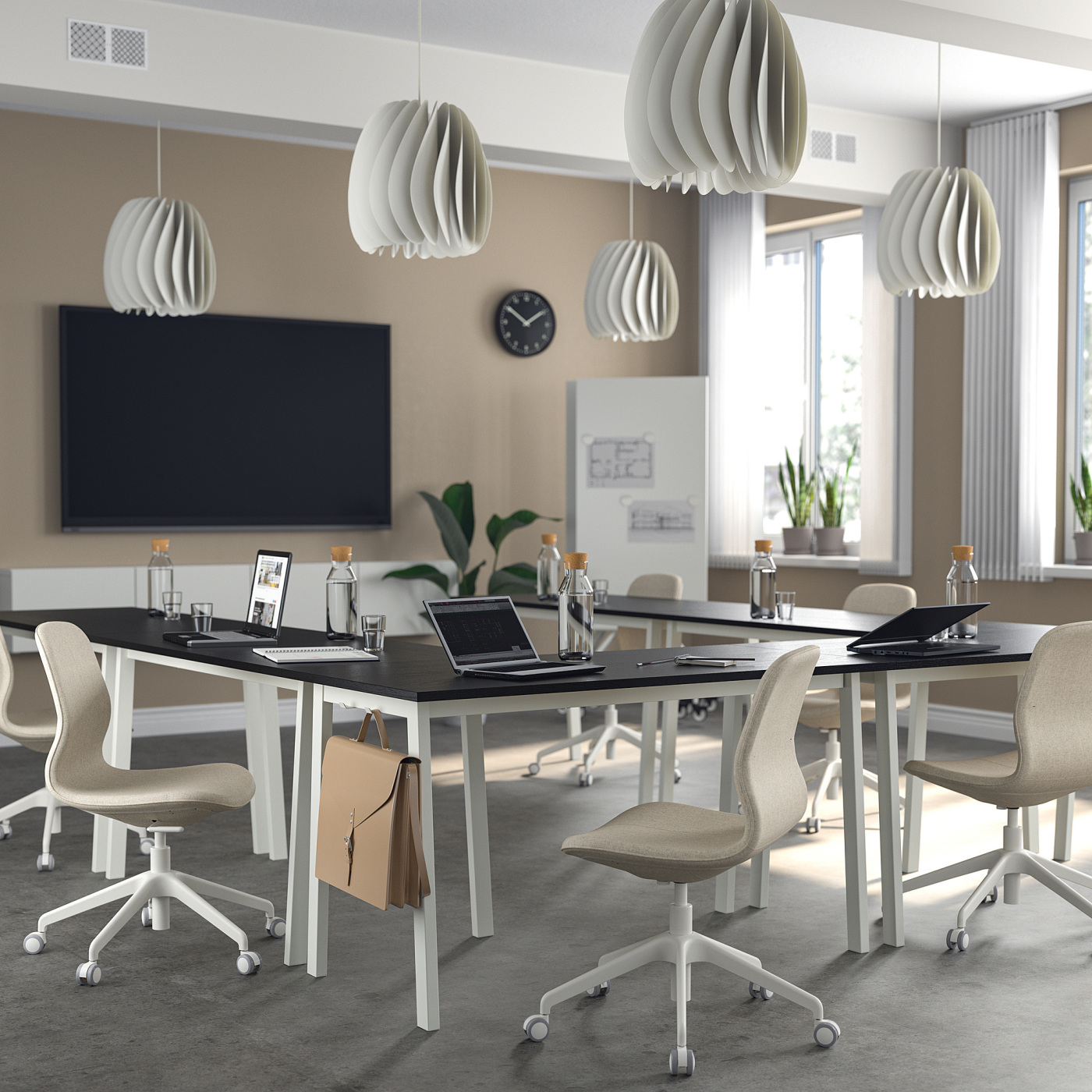 MITTZON conference table black stained ash veneer/white - IKEA