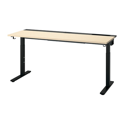 BEKANT desk sit/stand linoleum blue/black - IKEA