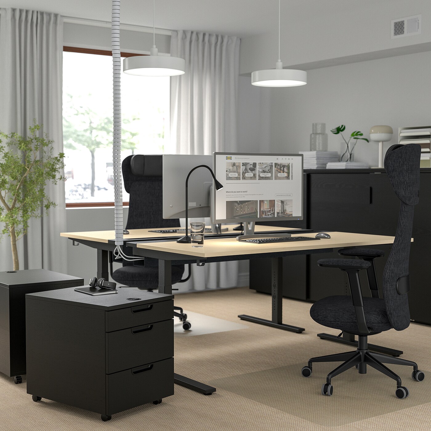 MITTZON desk birch veneer black IKEA