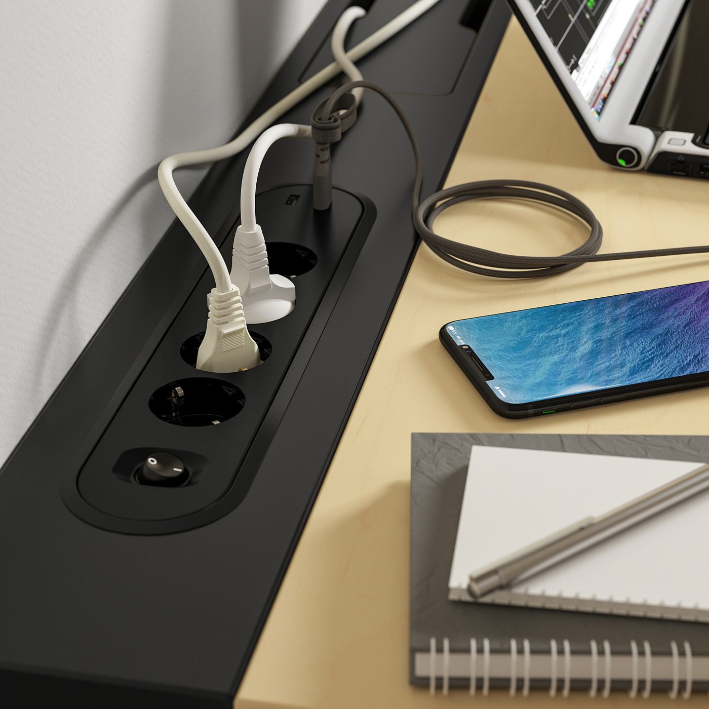 MITTZON desk birch veneer/black - IKEA