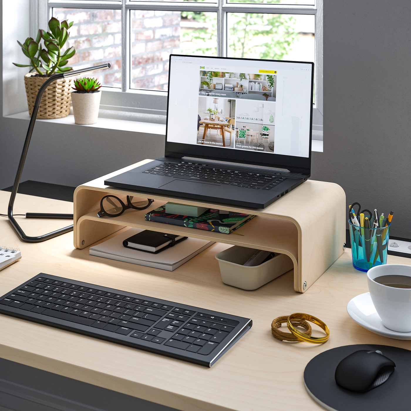 MITTZON desk birch veneer/black - IKEA