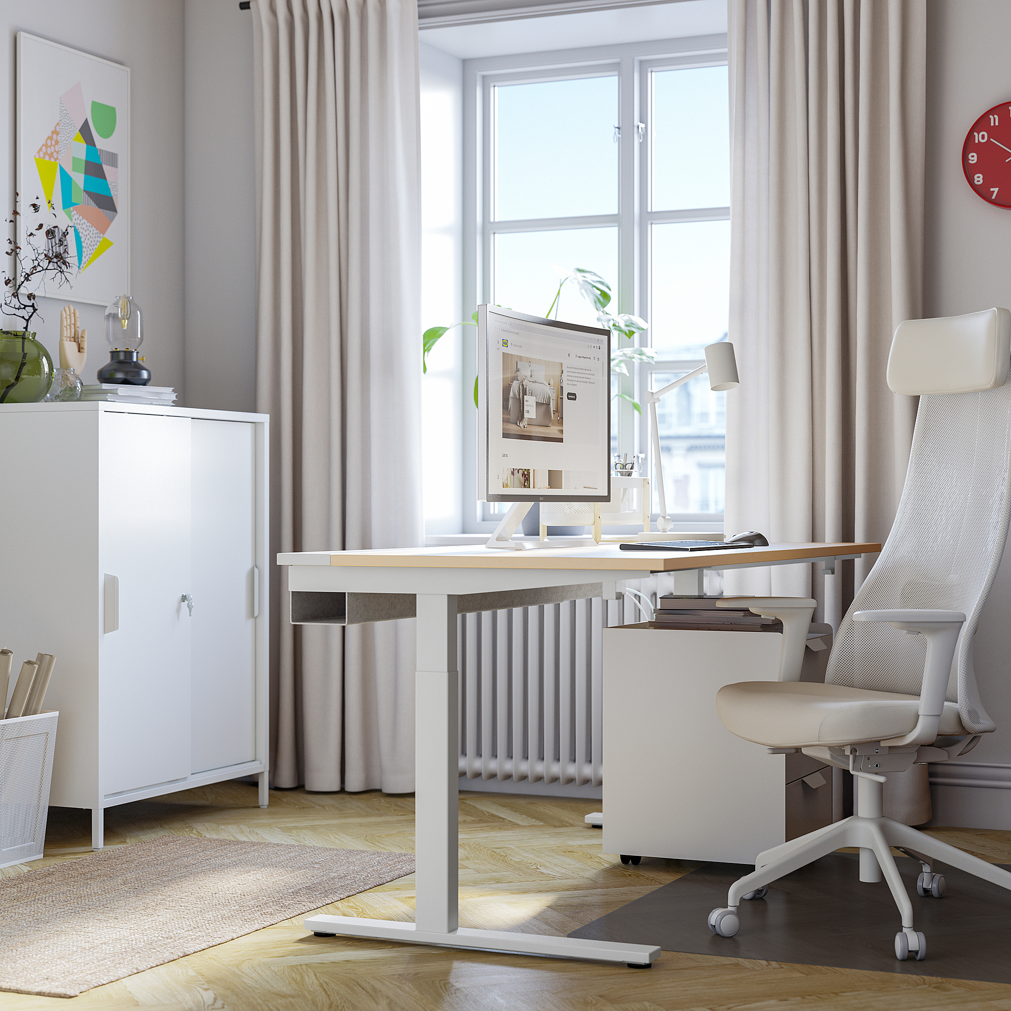 MITTZON desk birch veneer white - IKEA