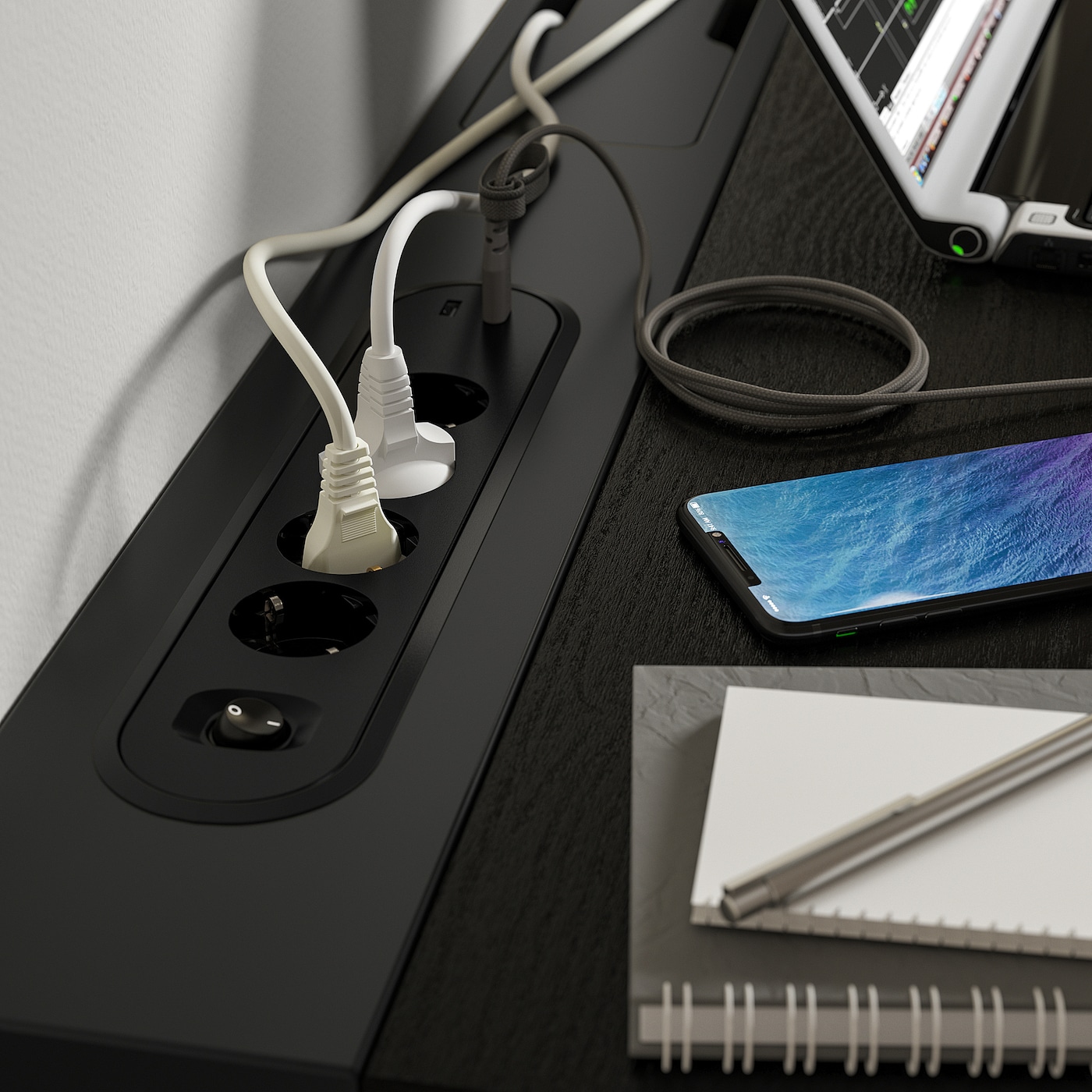 MITTZON desk black stained ash veneer/black - IKEA