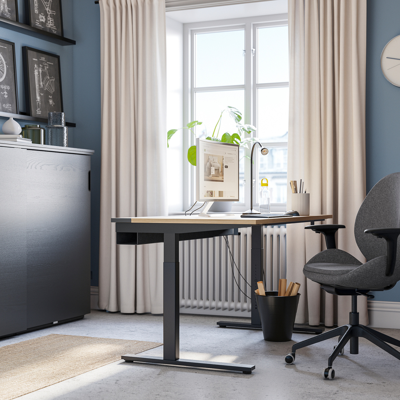 MITTZON desk oak veneer/black - IKEA
