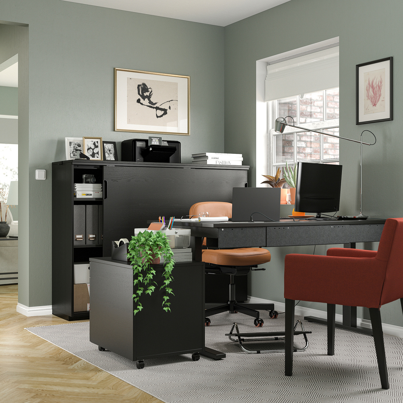 MITTZON desk sit/stand electric black stained ash veneer/black - IKEA