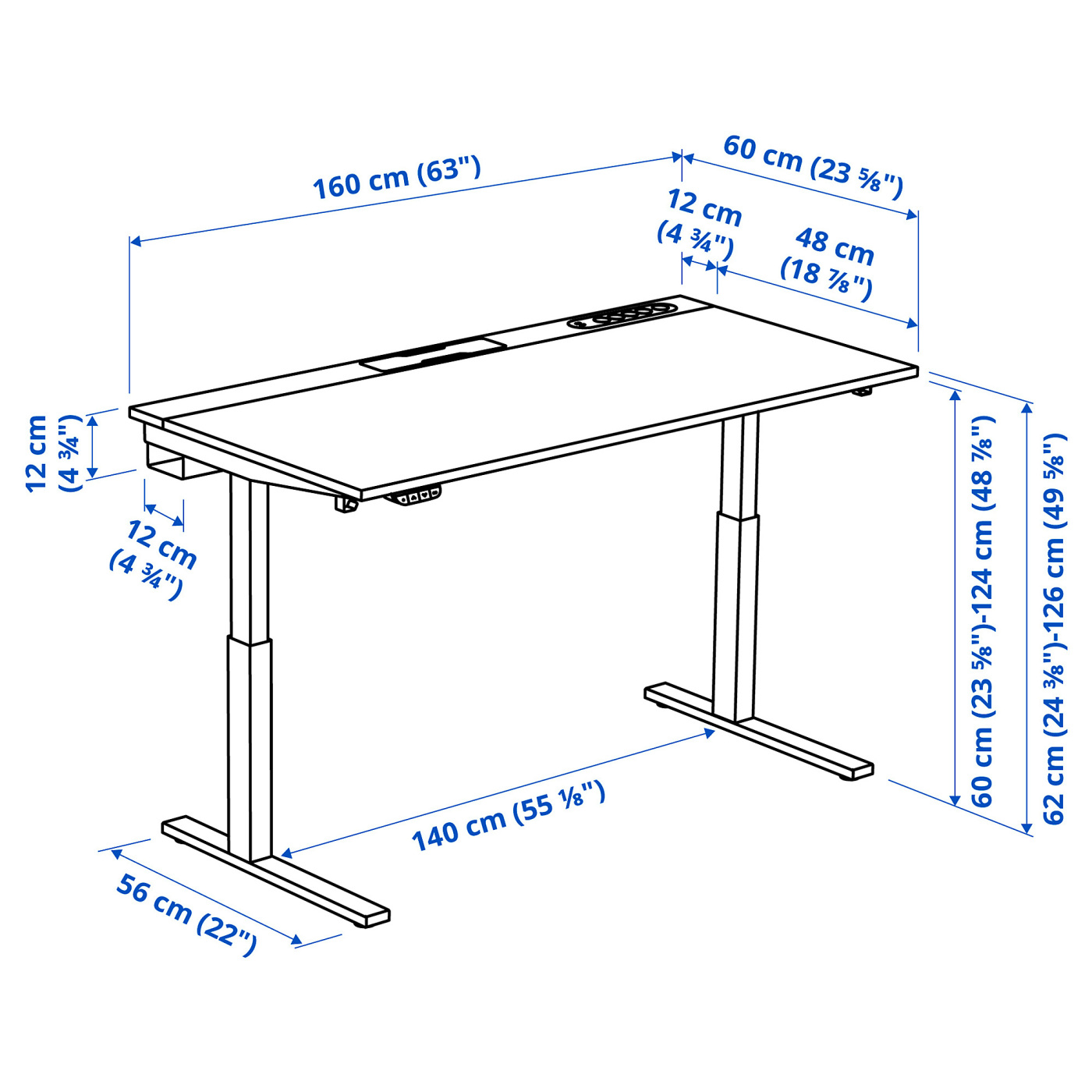 MITTZON desk sit/stand electric oak veneer/black - IKEA