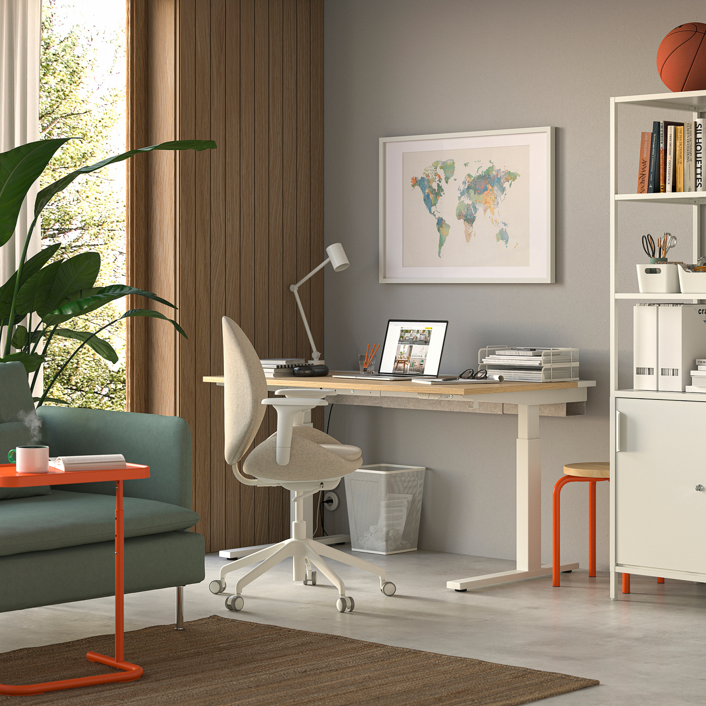 MITTZON desk sit/stand electric oak veneer/white - IKEA