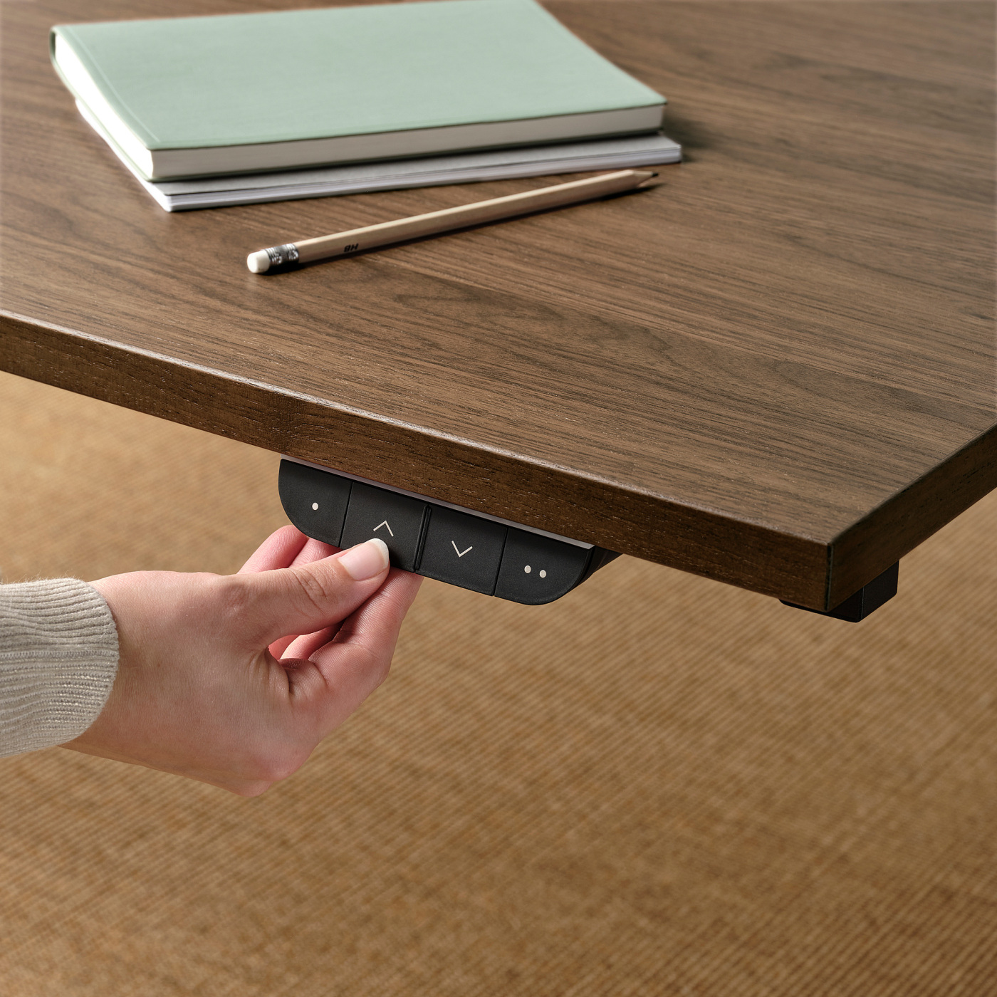 MITTZON desk sit/stand electric walnut veneer/black - IKEA