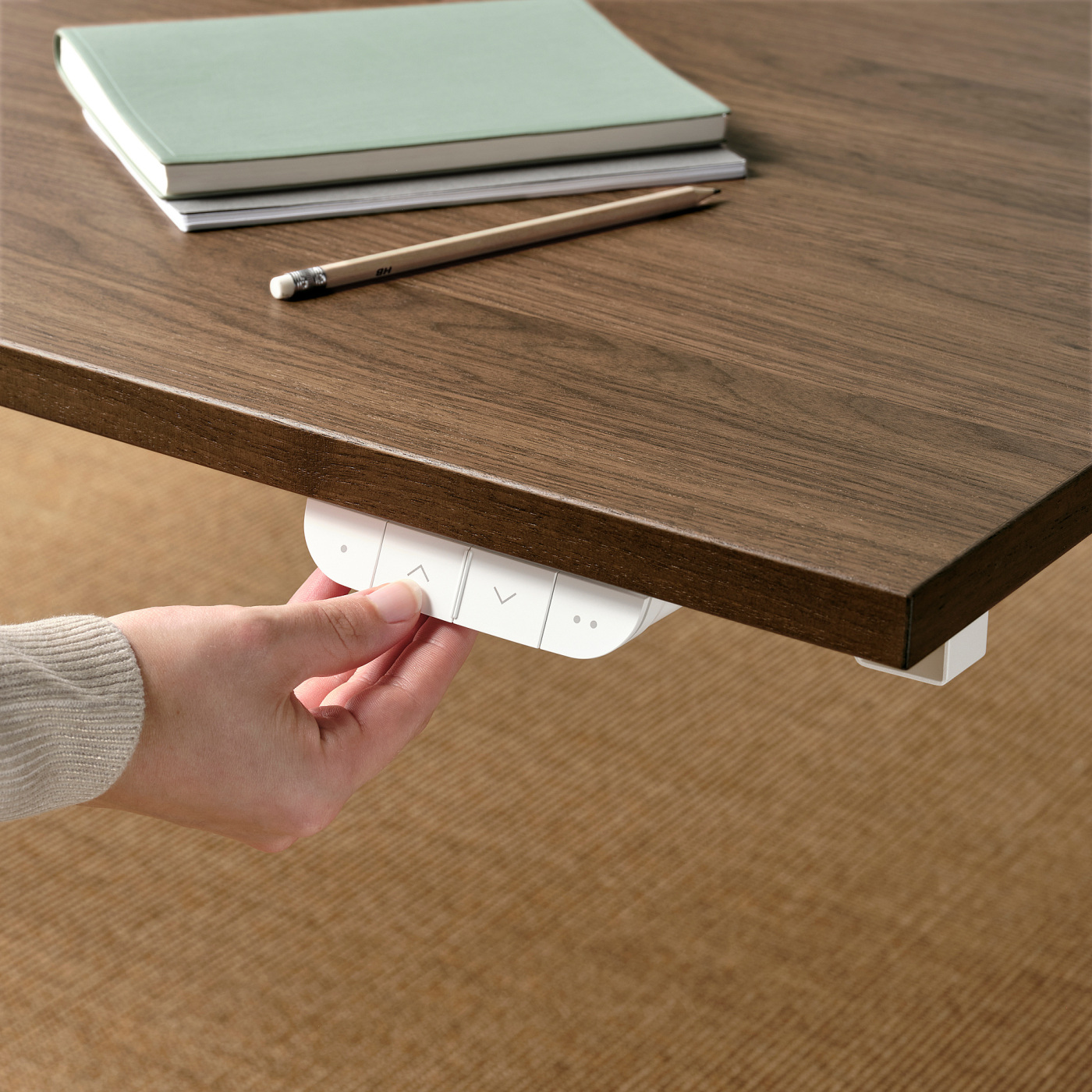 MITTZON desk sit/stand electric walnut veneer/white - IKEA