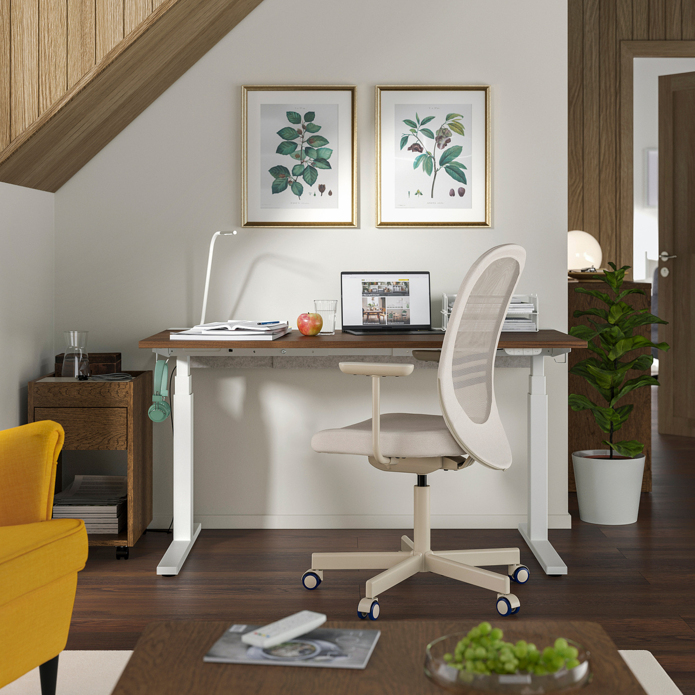 MITTZON desk sit/stand electric walnut veneer/white - IKEA