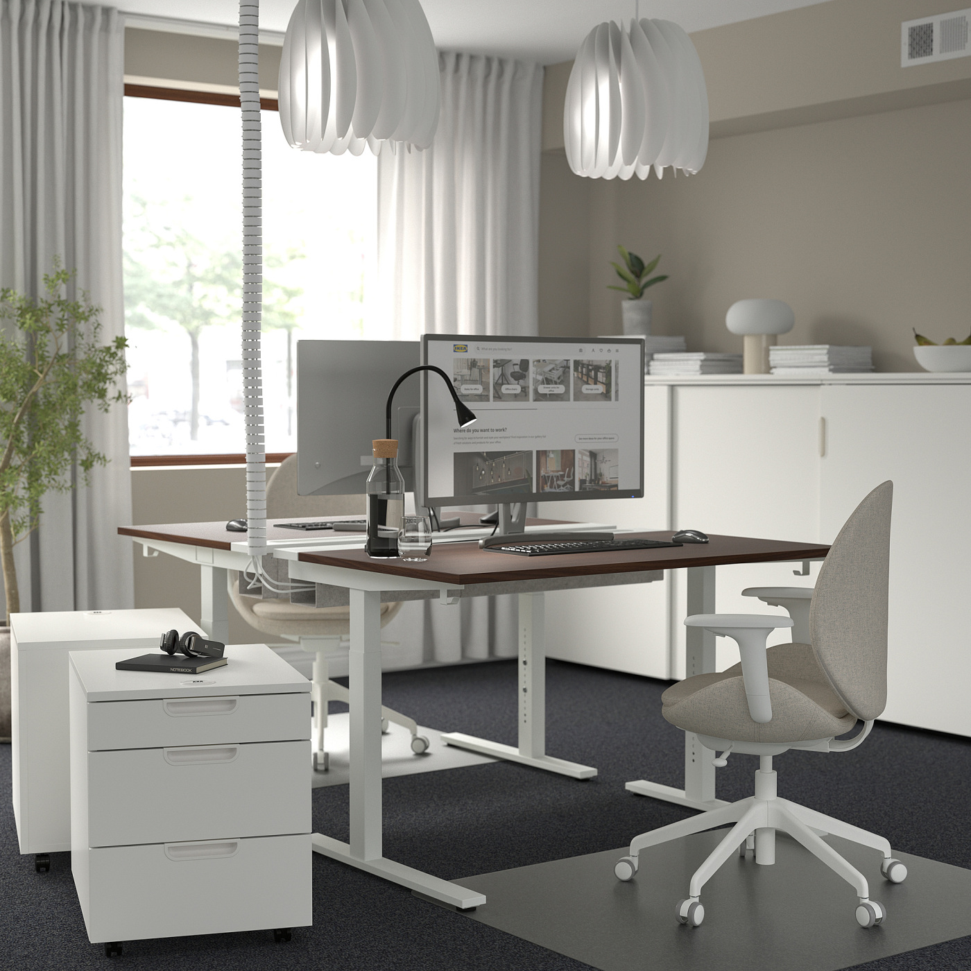 MITTZON desk walnut veneer/white - IKEA