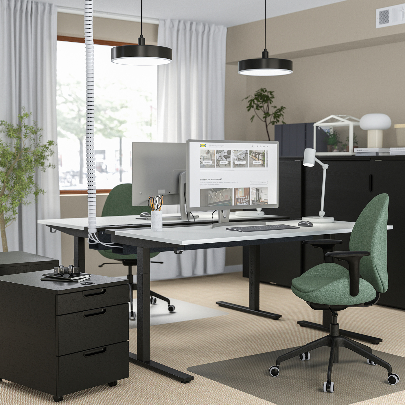 IKEA MITTZÖN（ミッツォーン）Black&White MITTZON desk white/black - IKEA