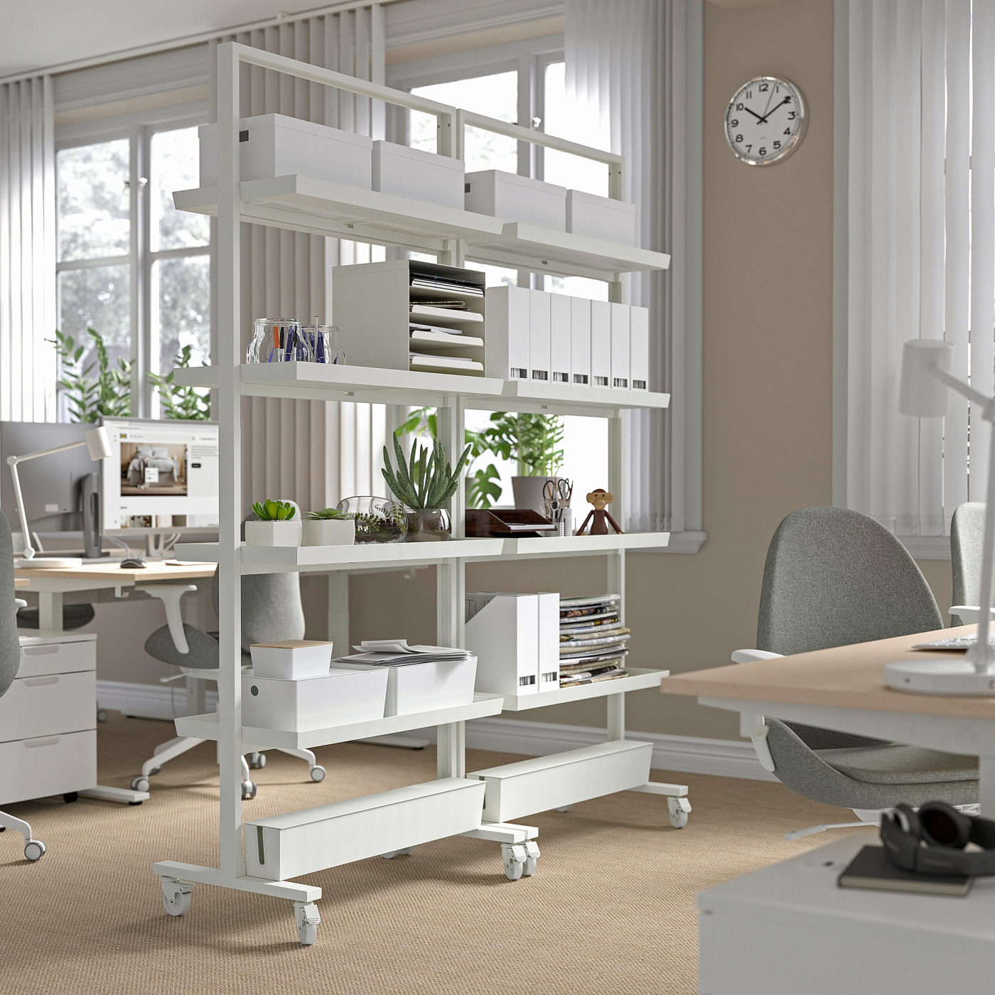 MITTZON frame w castors/disp shlf/cable box white - IKEA