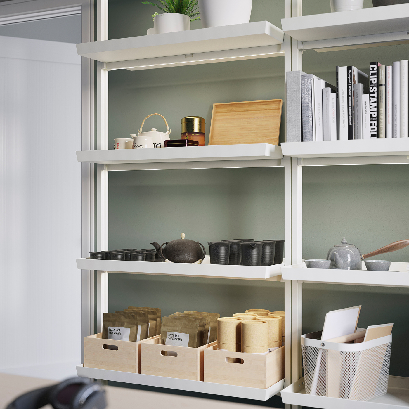 MITTZON frame w castors/disp shlf/cable box white - IKEA