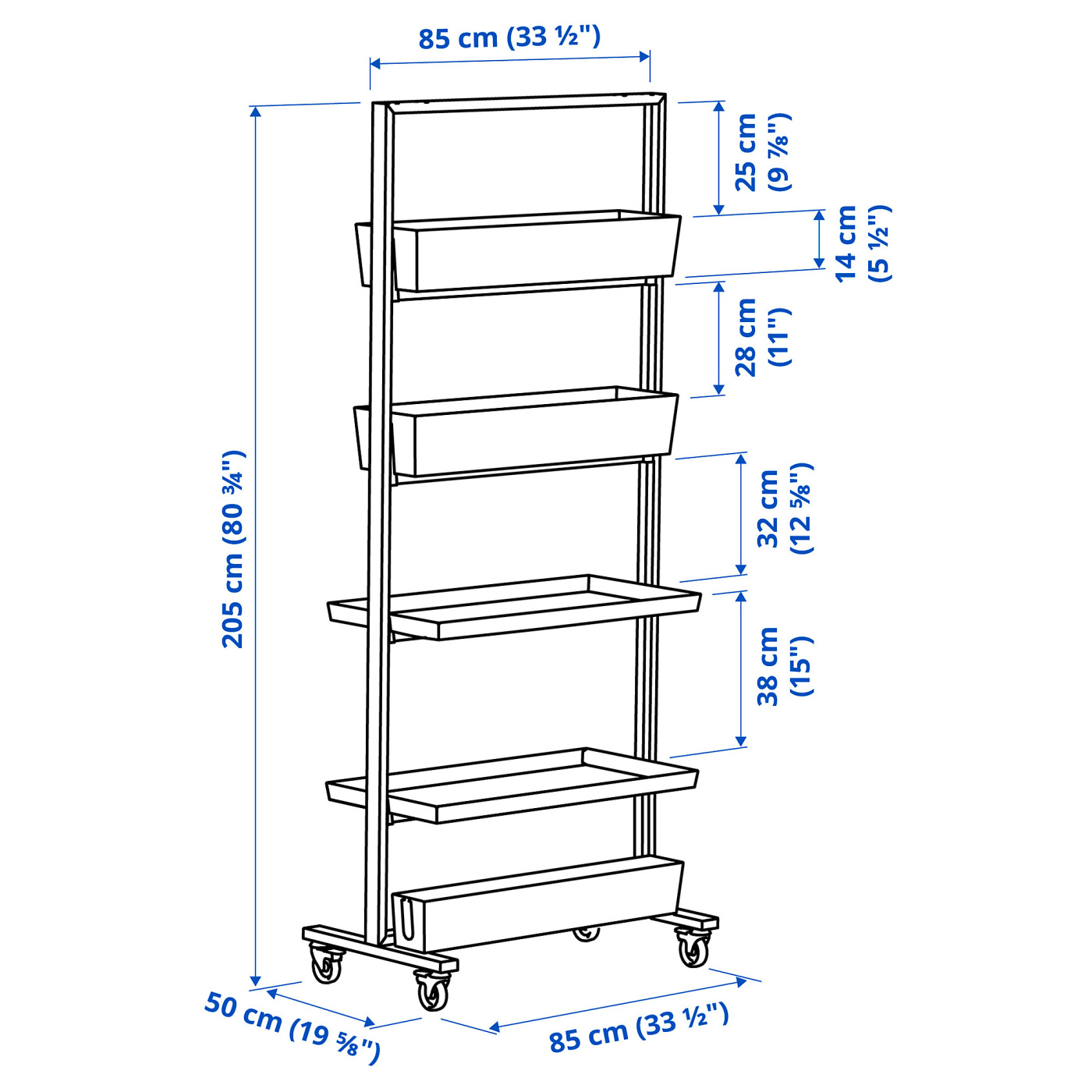 MITTZON frame w castors/disp shlf/cable box white - IKEA