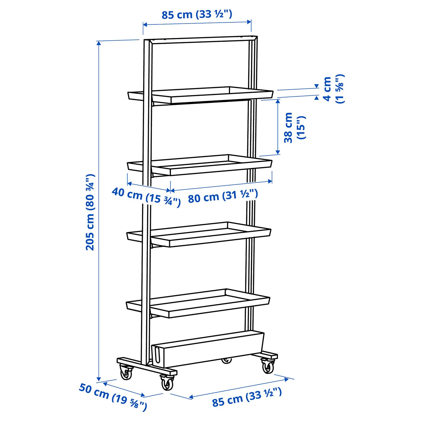 MITTZON frame w castors/disp shlf/cable box white - IKEA