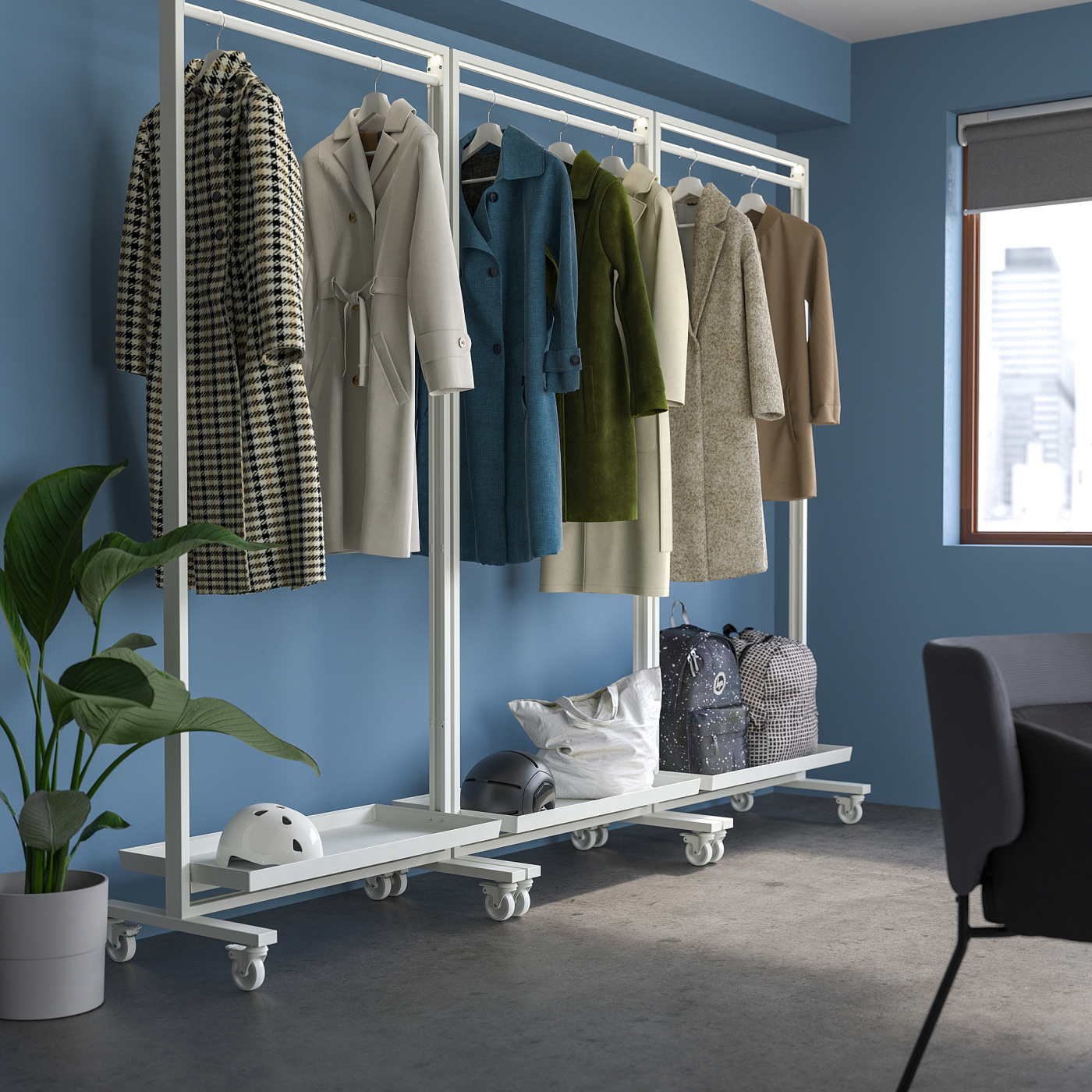 MITTZON frame w cstrs/clths rail/disp shlf white - IKEA