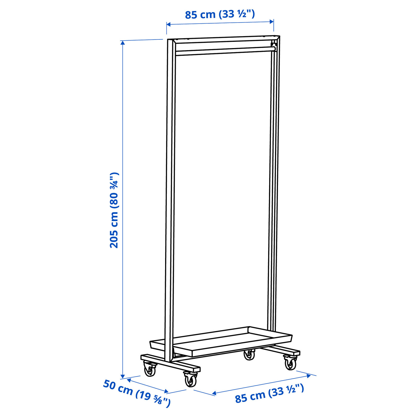 MITTZON frame w cstrs/clths rail/disp shlf white - IKEA