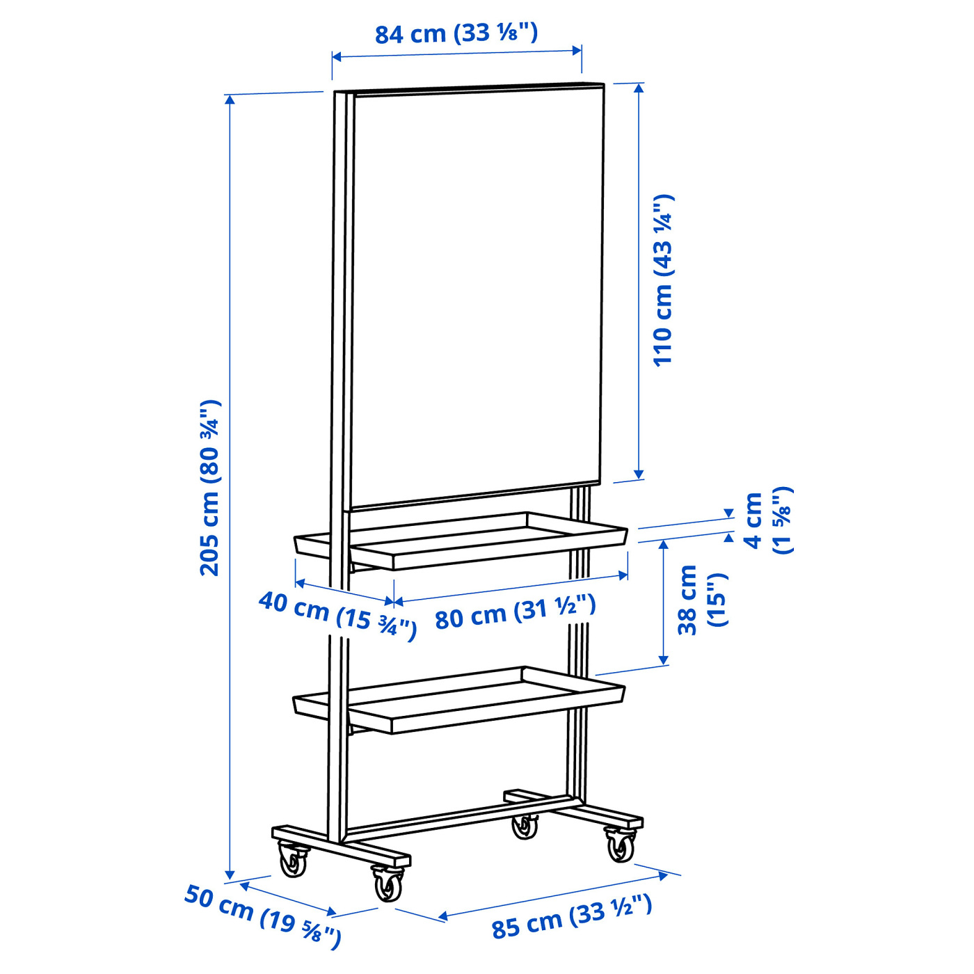 MITTZON frm w cstrs/whtbrd/disp shlf/cbl bx white - IKEA