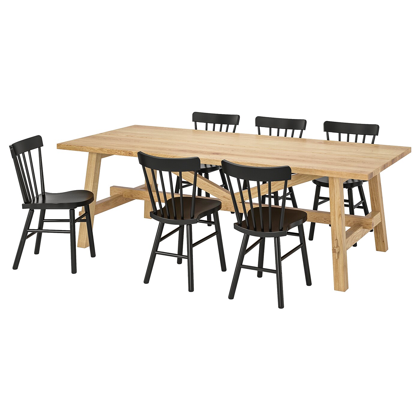 MOCKELBY NORRARYD table and 6 chairs oak black IKEA