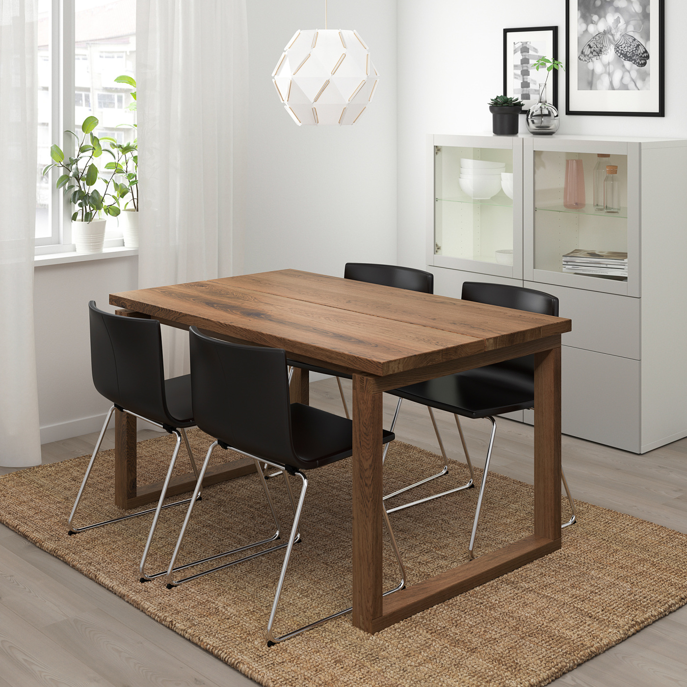 MÖRBYLÅNGA / BERNHARD table and 4 chairs brown/Mjuk dark brown - IKEA