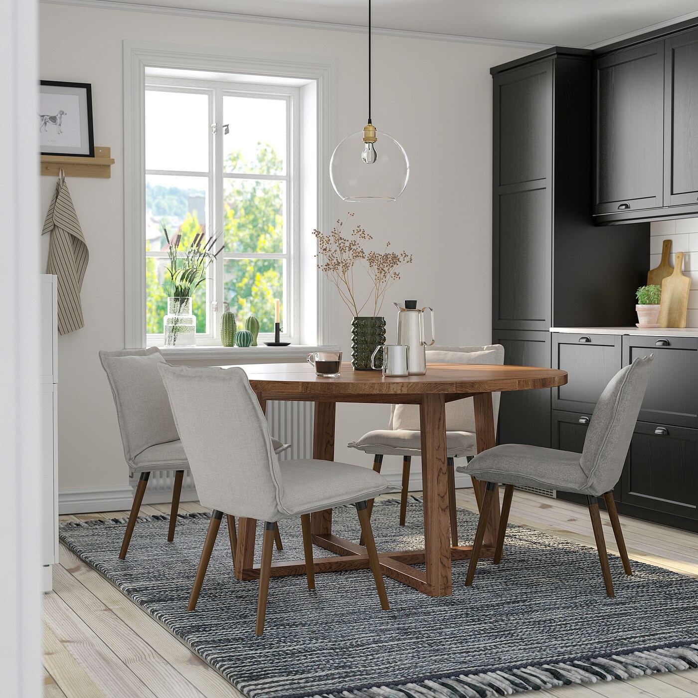 MÖRBYLÅNGA / KLINTEN table and 4 chairs oak veneer brown