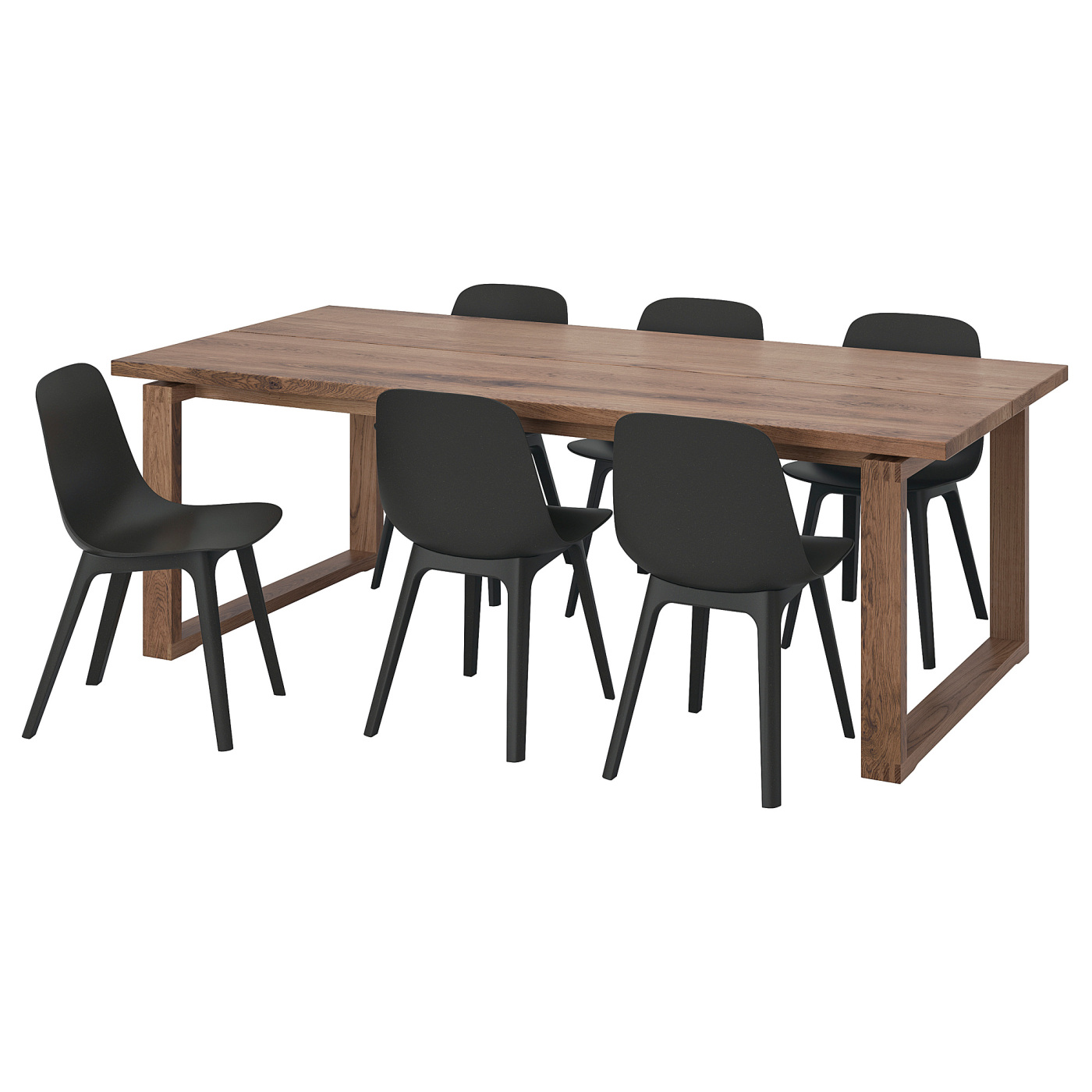 MÖRBYLÅNGA table and 6 chairs oak veneer/anthracite - IKEA