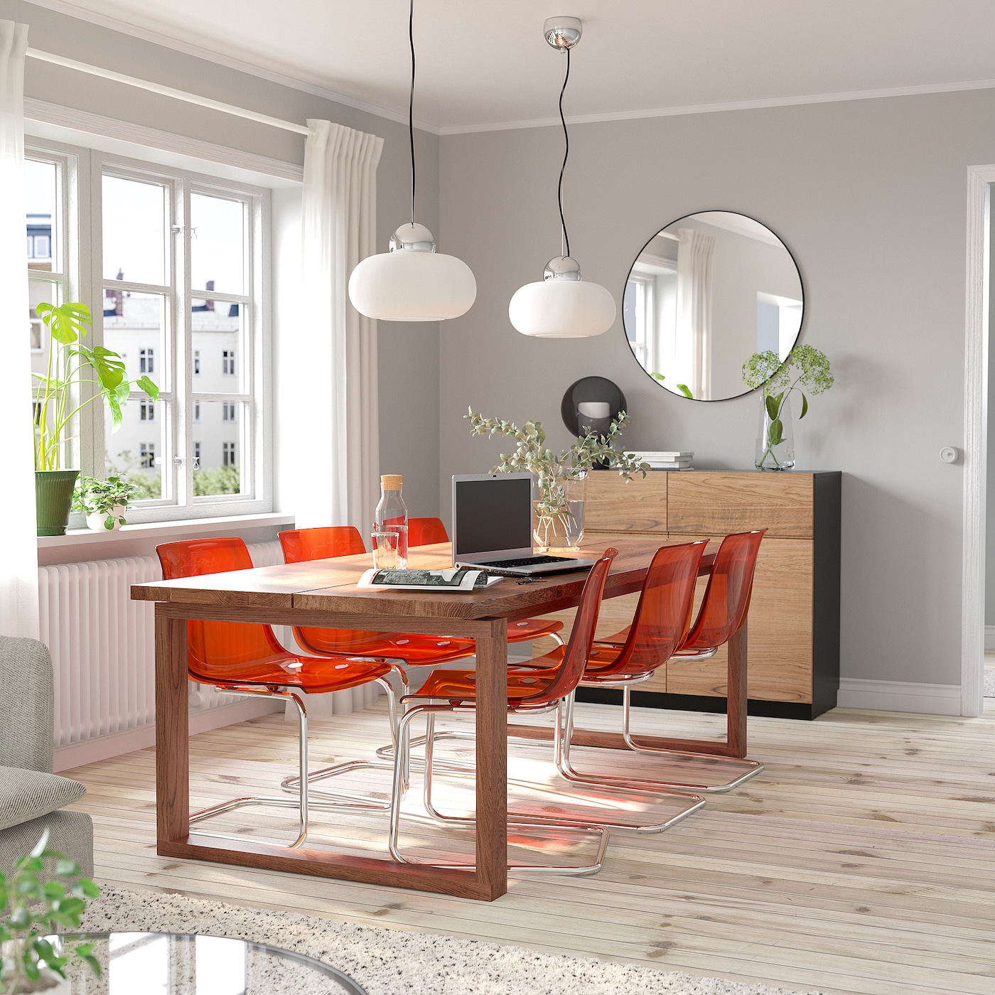 MÖRBYLÅNGA table oak veneer brown stained - IKEA