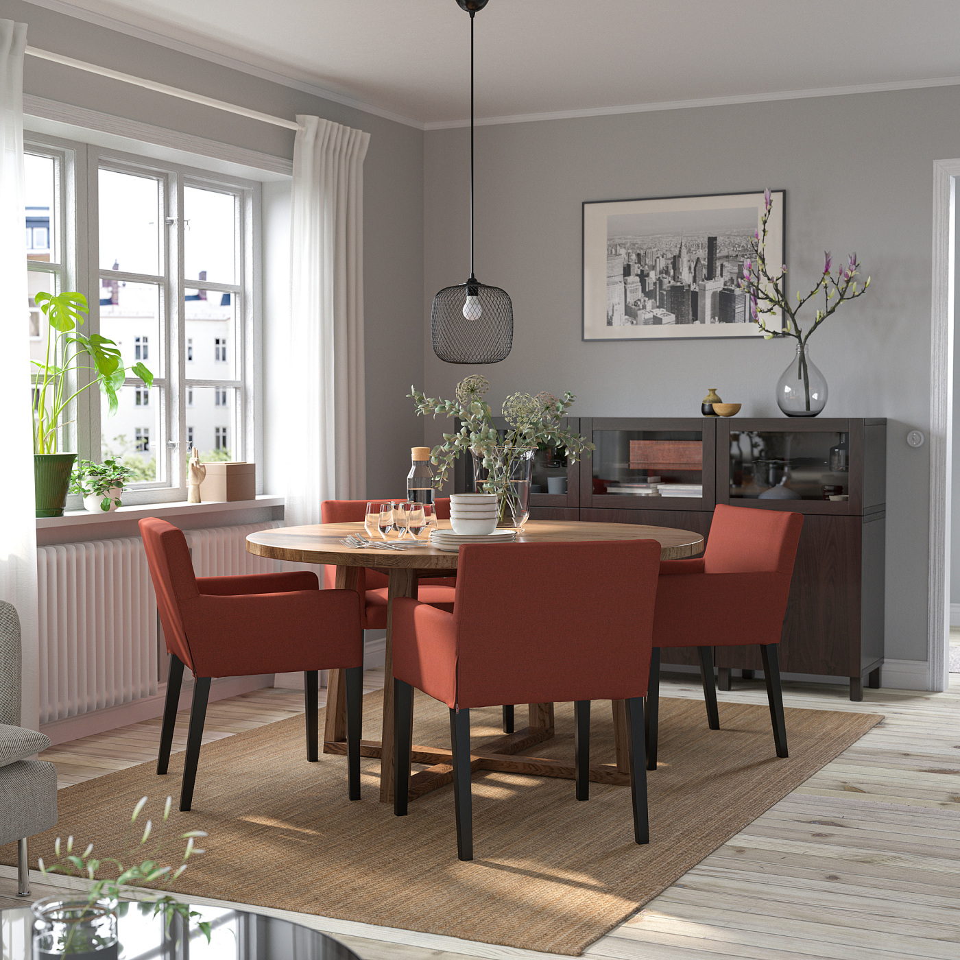 MÖRBYLÅNGA table oak veneer brown stained - IKEA