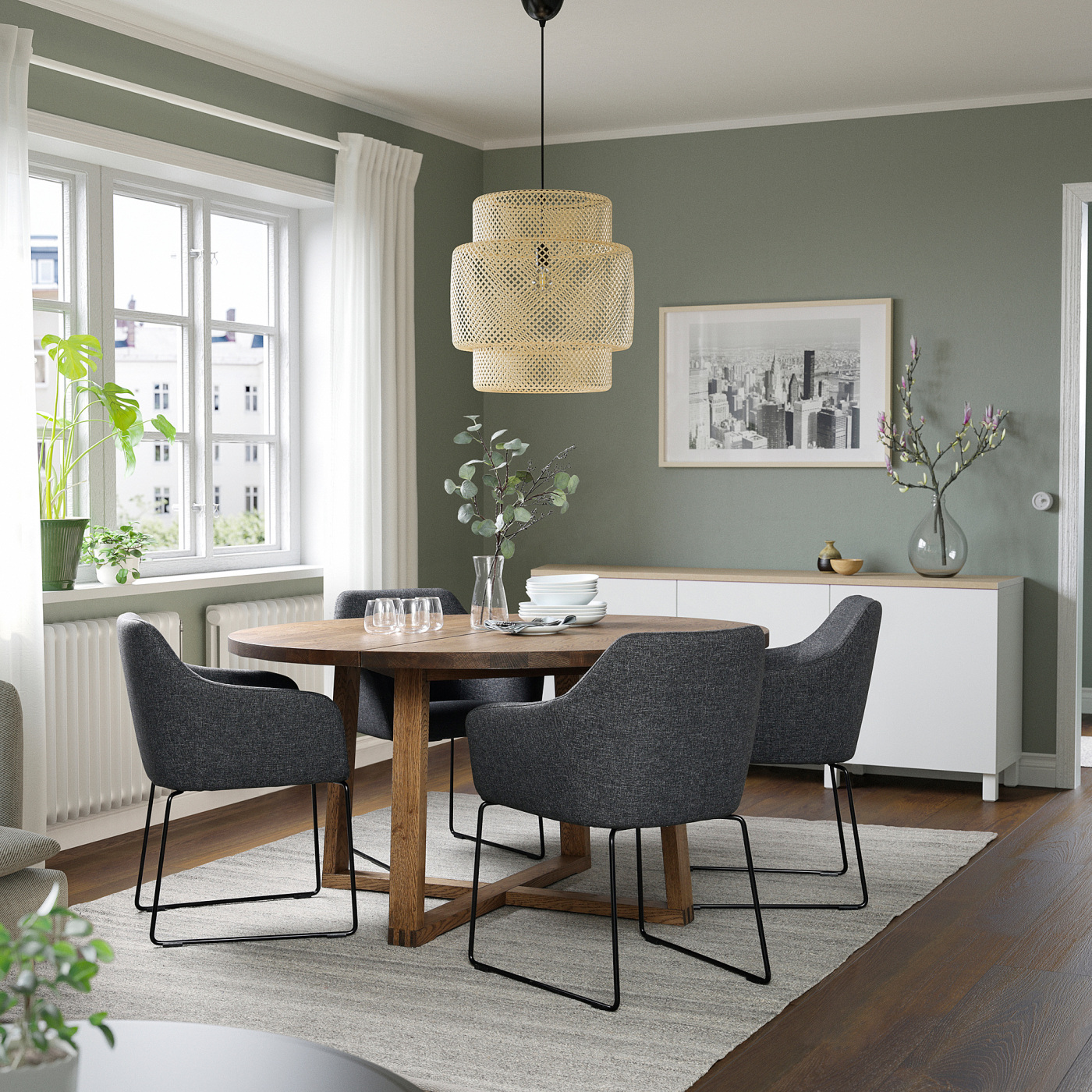 MÖRBYLÅNGA table oak veneer brown stained - IKEA