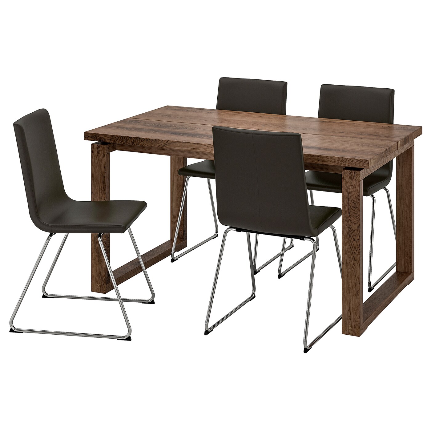 MÖRBYLÅNGA / VOLFGANG table and 4 chairs brown/Bomstad black