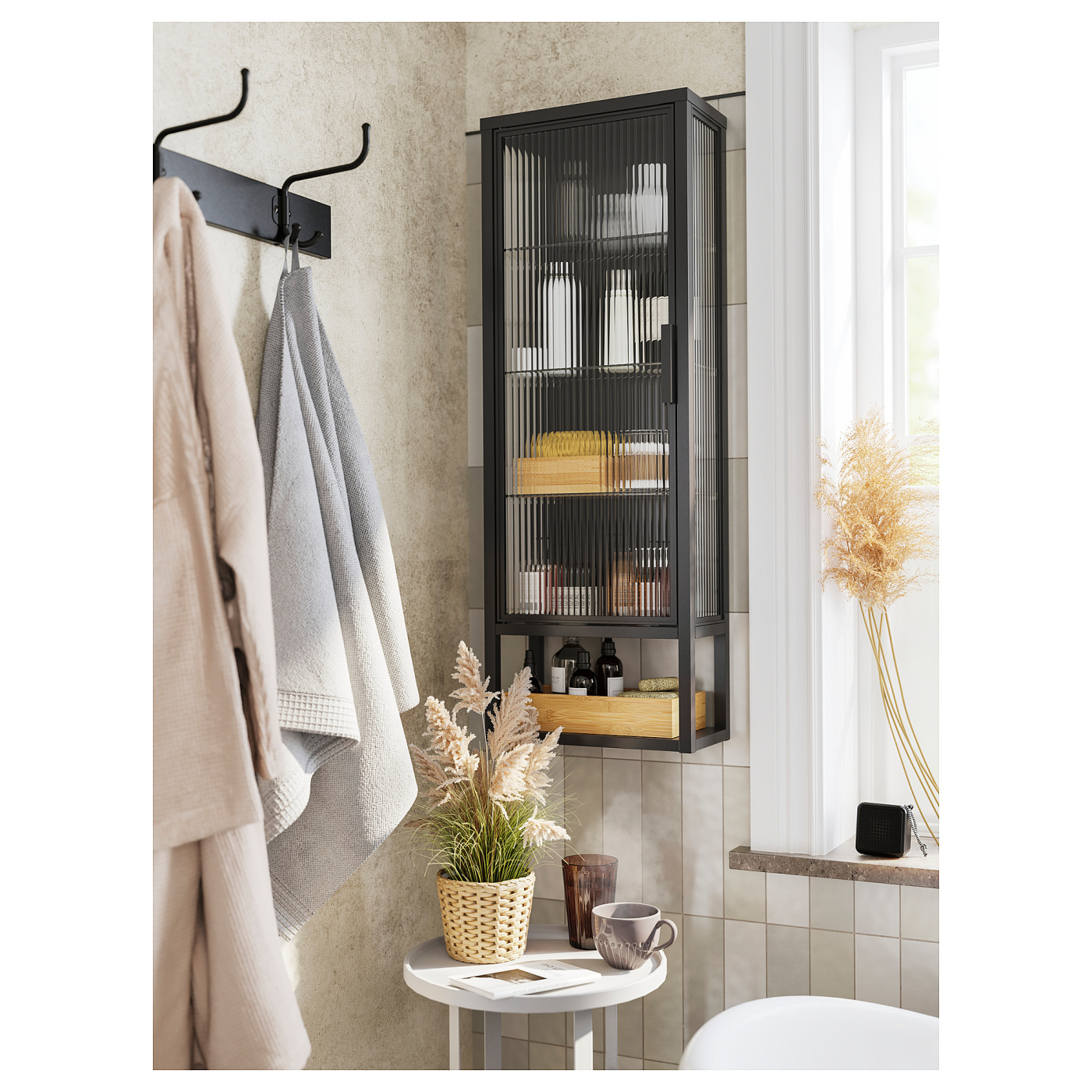 MOSSJÖN モスショーン IKEA MOSSJÖN wall cabinet w shelves/glass door anthracite - IKEA