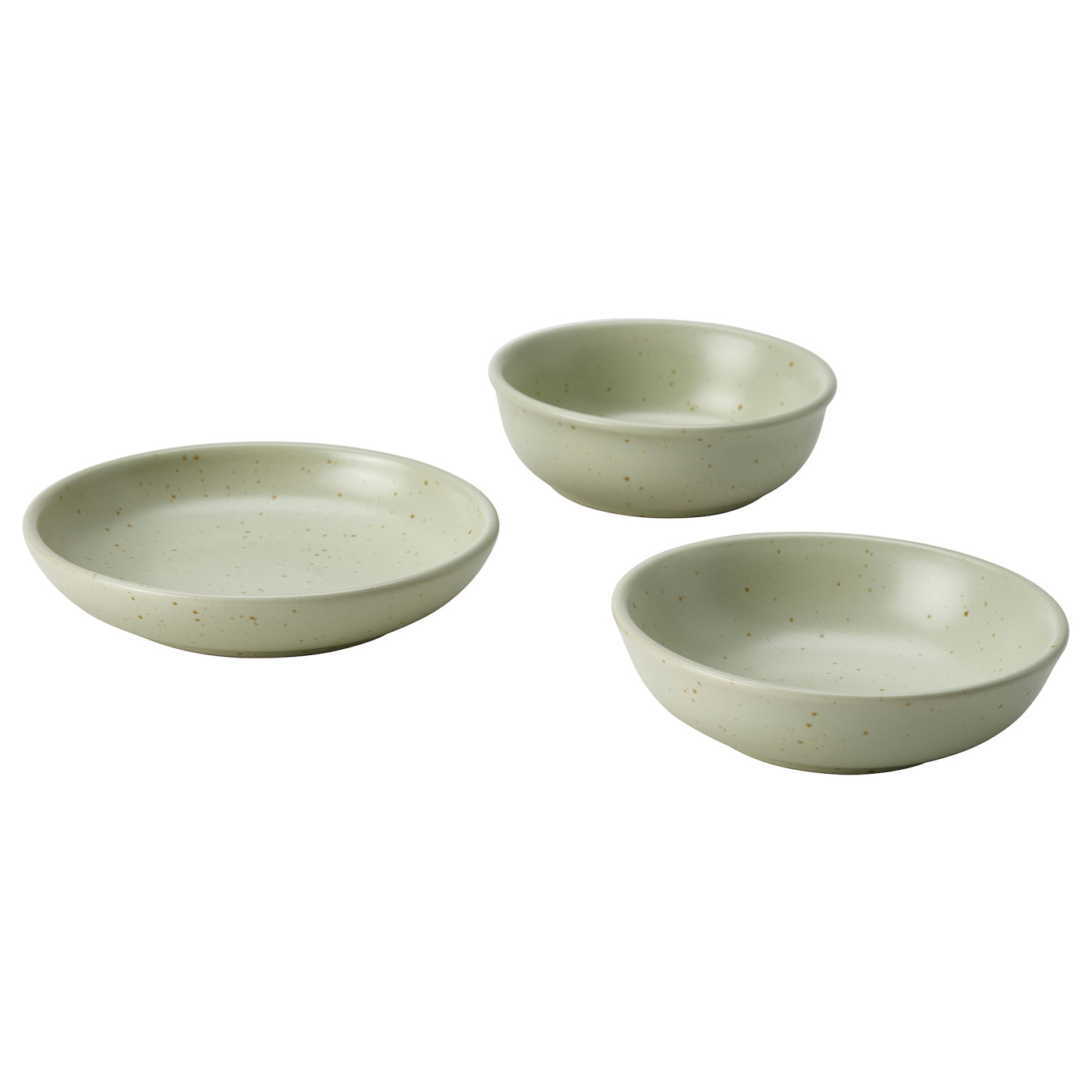 MOSSMAL plate/bowl set of 3 dot pattern/light green - IKEA