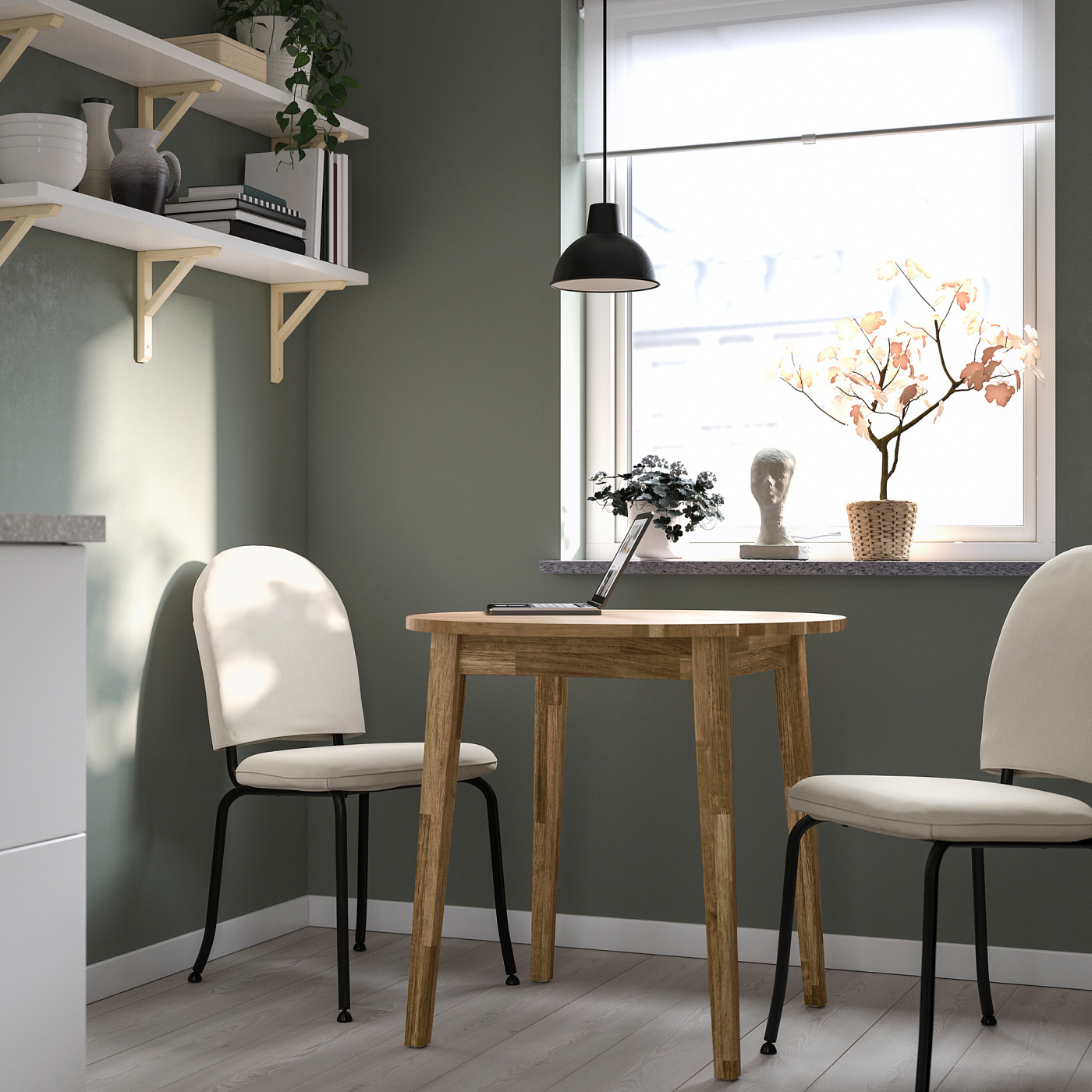 NACKANÄS / EBBALYCKE table and 2 chairs acacia/Idekulla beige - IKEA
