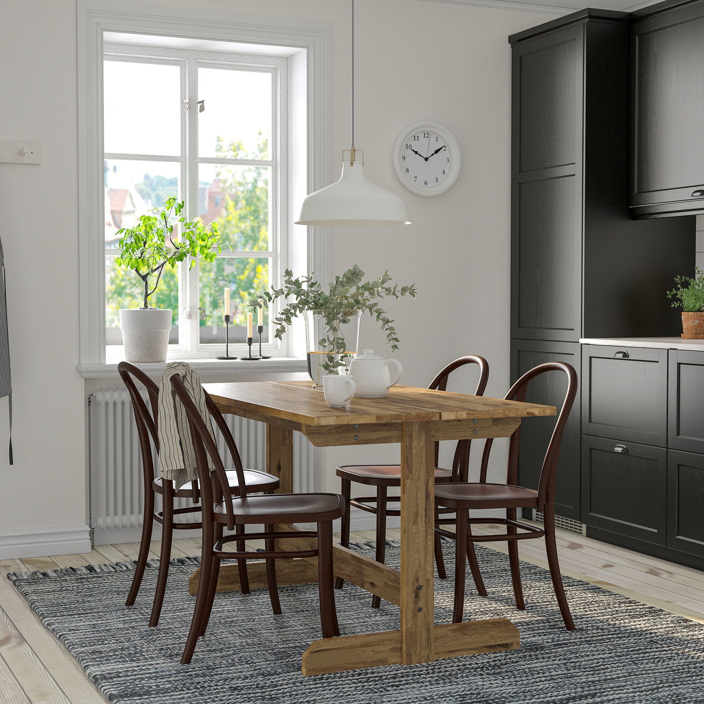 NACKANÄS / SKOGSBO table and 4 chairs acacia/dark brown - IKEA
