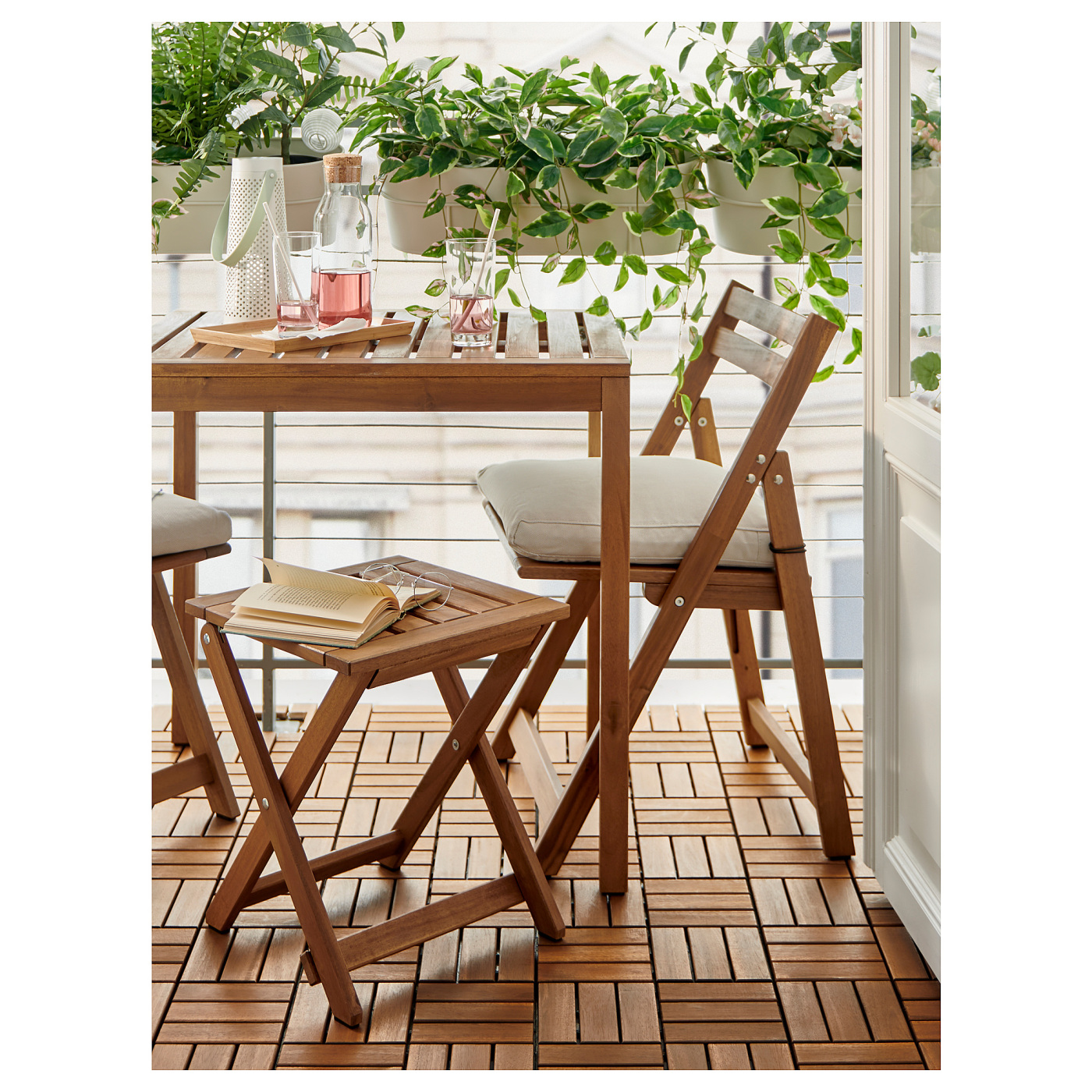 NÄMMARÖ chair, outdoor foldable/light brown stained - IKEA