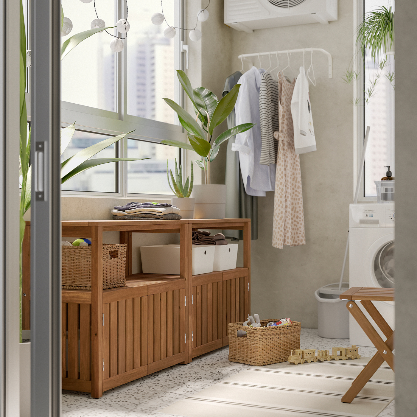NÄMMARÖ shelving unit, outdoor light brown stained - IKEA