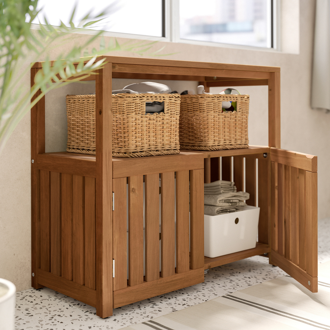 IKEA NÄMMARÖ ネッマロー　シェルフ　ユニット　収納　棚　木　ウッド NÄMMARÖ shelving unit, outdoor light brown stained - IKEA