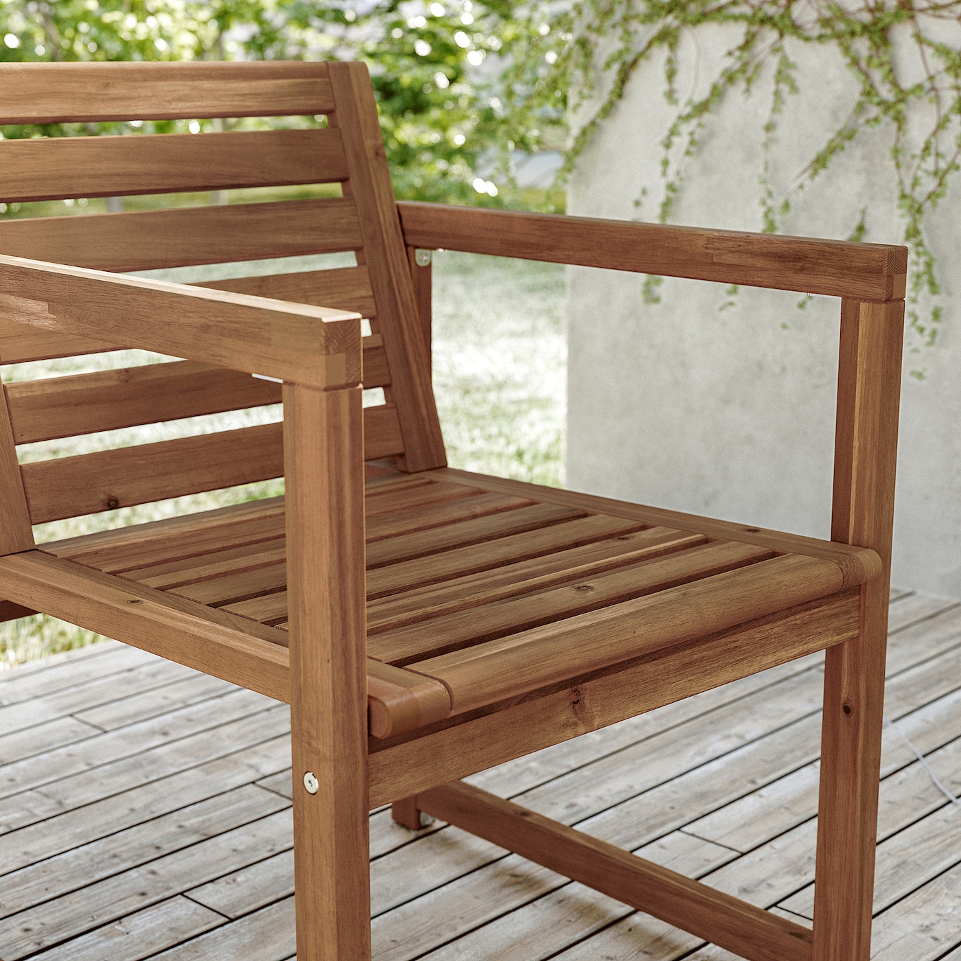 NAMMARO table 6 chairs w armrests outdoor light brown stained IKEA