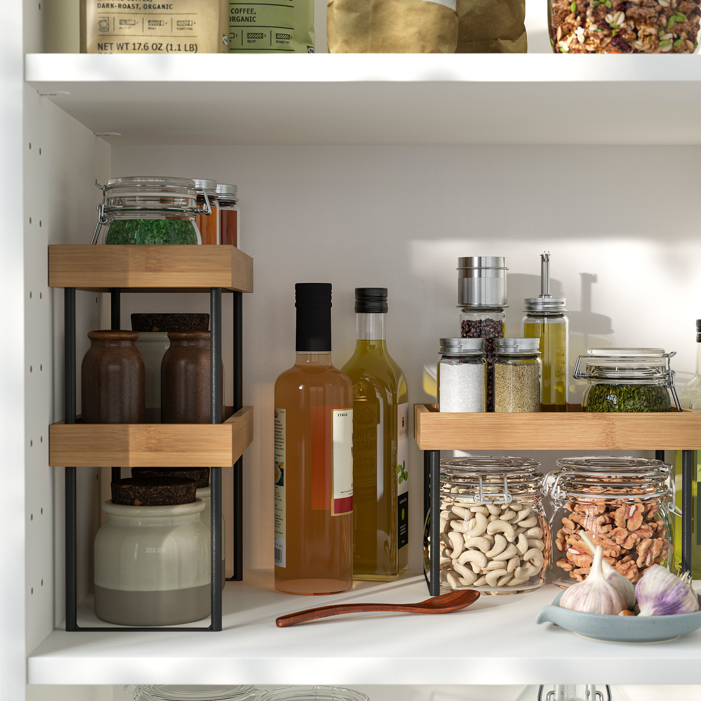 NÅLBLECKA kitchen countertop organiser metal/bamboo - IKEA