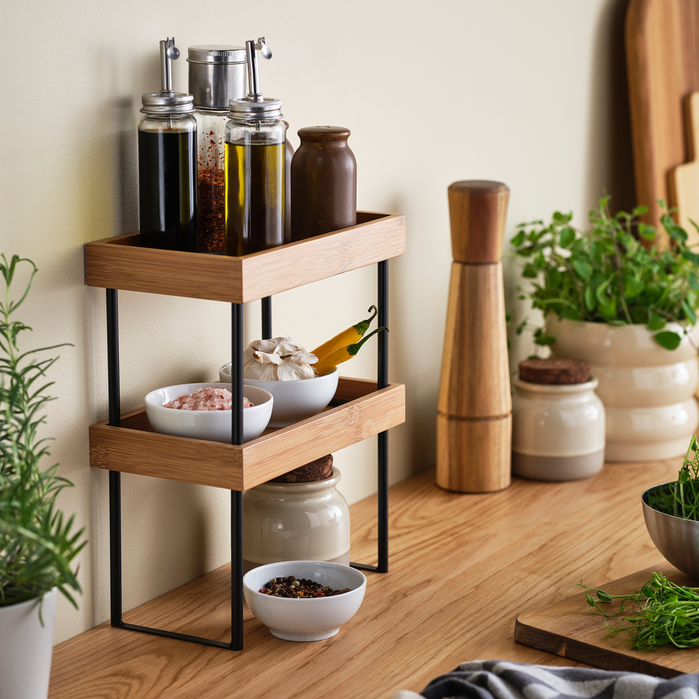 NÅLBLECKA kitchen countertop organiser metal/bamboo - IKEA