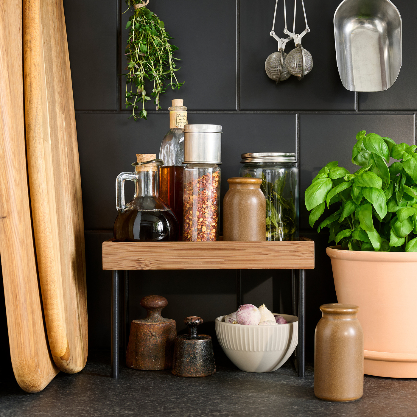 NÅLBLECKA kitchen countertop organiser metal/bamboo - IKEA