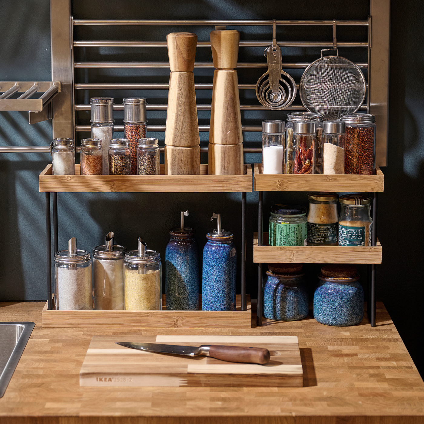 NÅLBLECKA kitchen countertop organiser metal/bamboo - IKEA