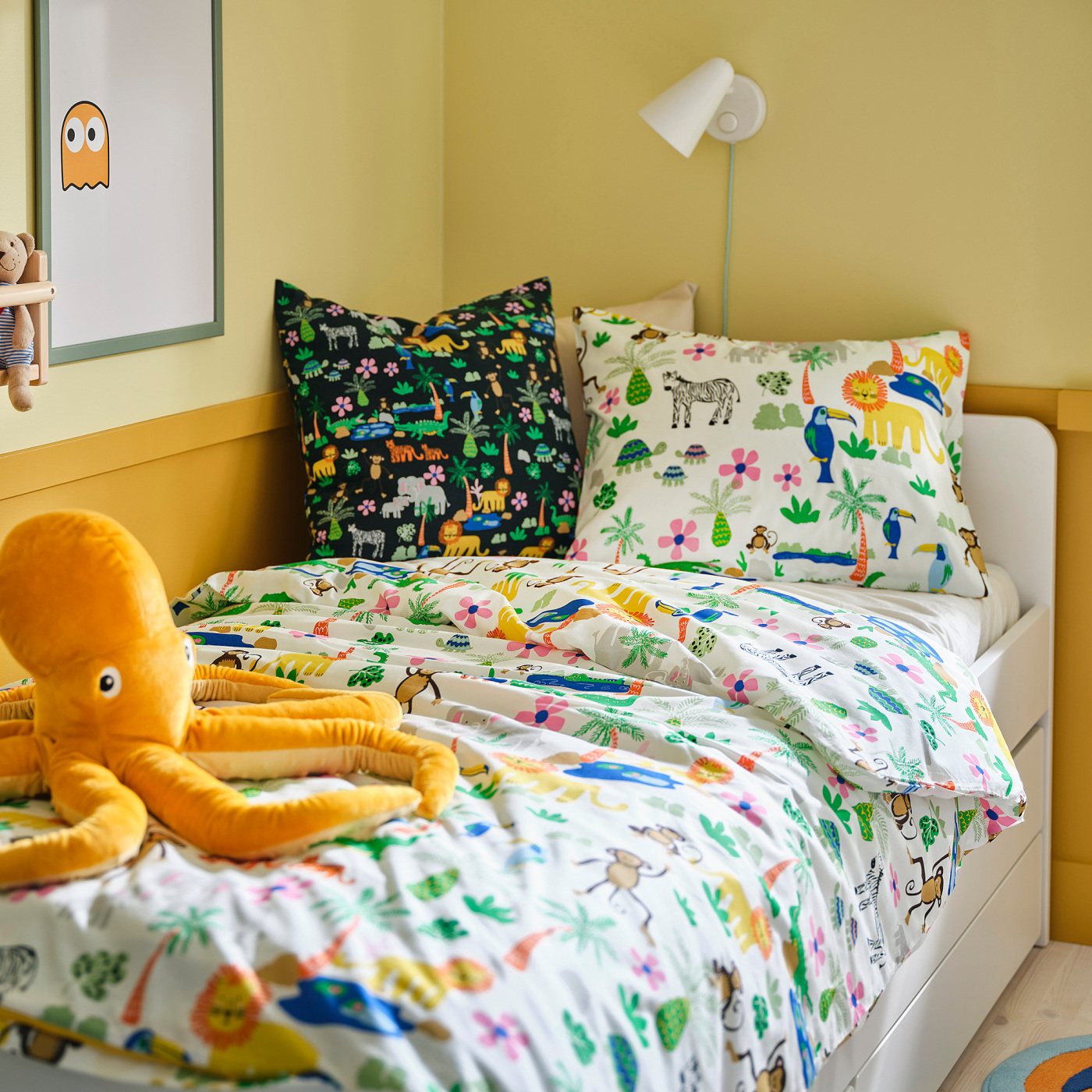 NATTHÄGER duvet cover and pillowcase multicolour/jungle - IKEA