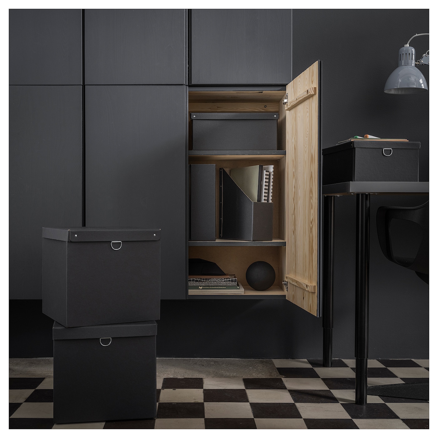 NIMM storage box with lid black - IKEA